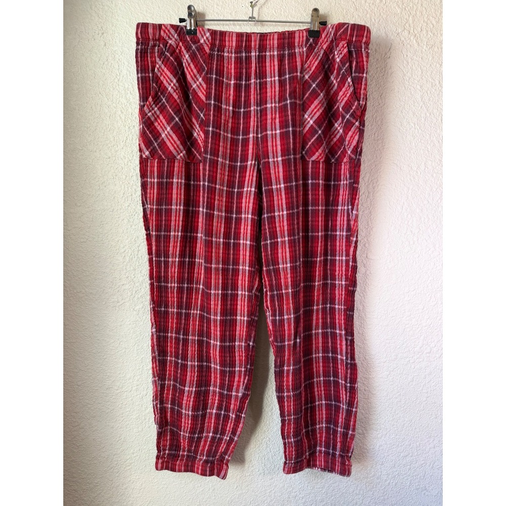 Aerie Red Plaid Pajama Pants Womens XL Tapered‎ Leg Elastic Waist Sleepwear